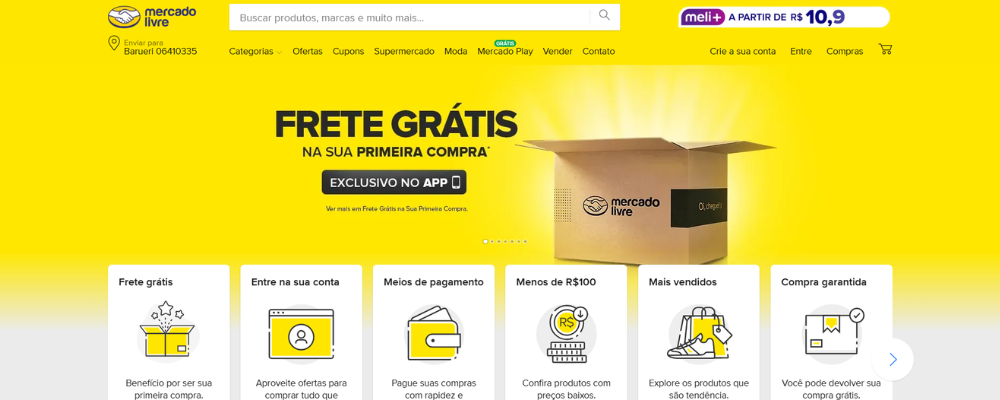 mercado livre tela inicial